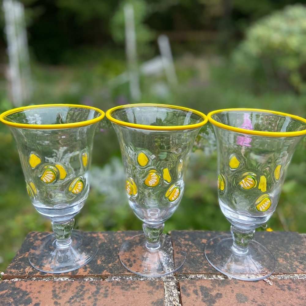 3 ARTLAND Tumblers Glasses Embedded Lemon Slices